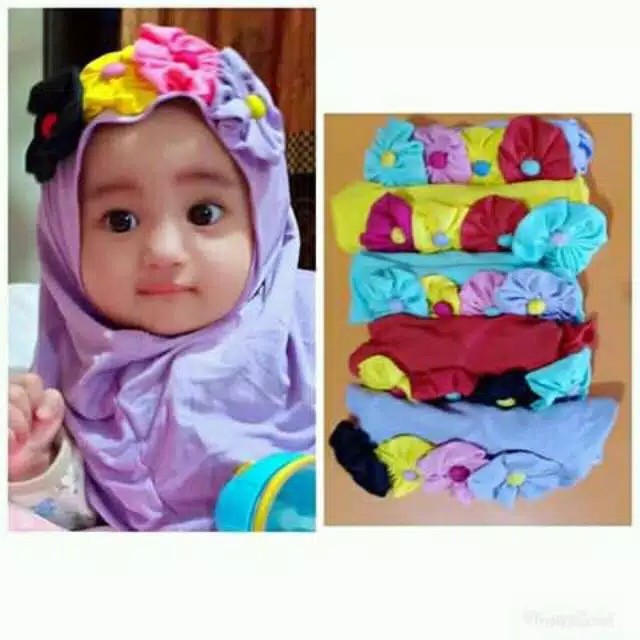 jilbab / anak / bayi / hijab /allsize 0-3 tahu/ BUNGA 4 / STOK