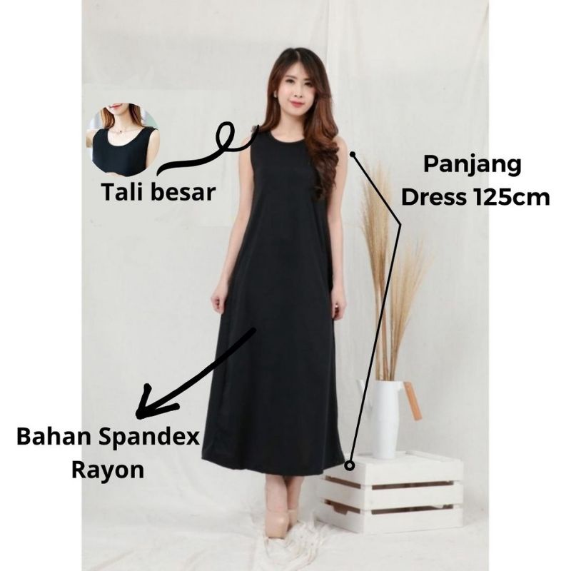 LONG DRESS TANPA LENGAN POLOS JUMBO / LONGDRESS  / LONG DRESS KOREAN STYLE