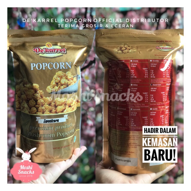 

JKL Popcorn de'Karrel Foil Gold Halal MUI / Popcorn Caramel / deKarrel Popcorn For Kids