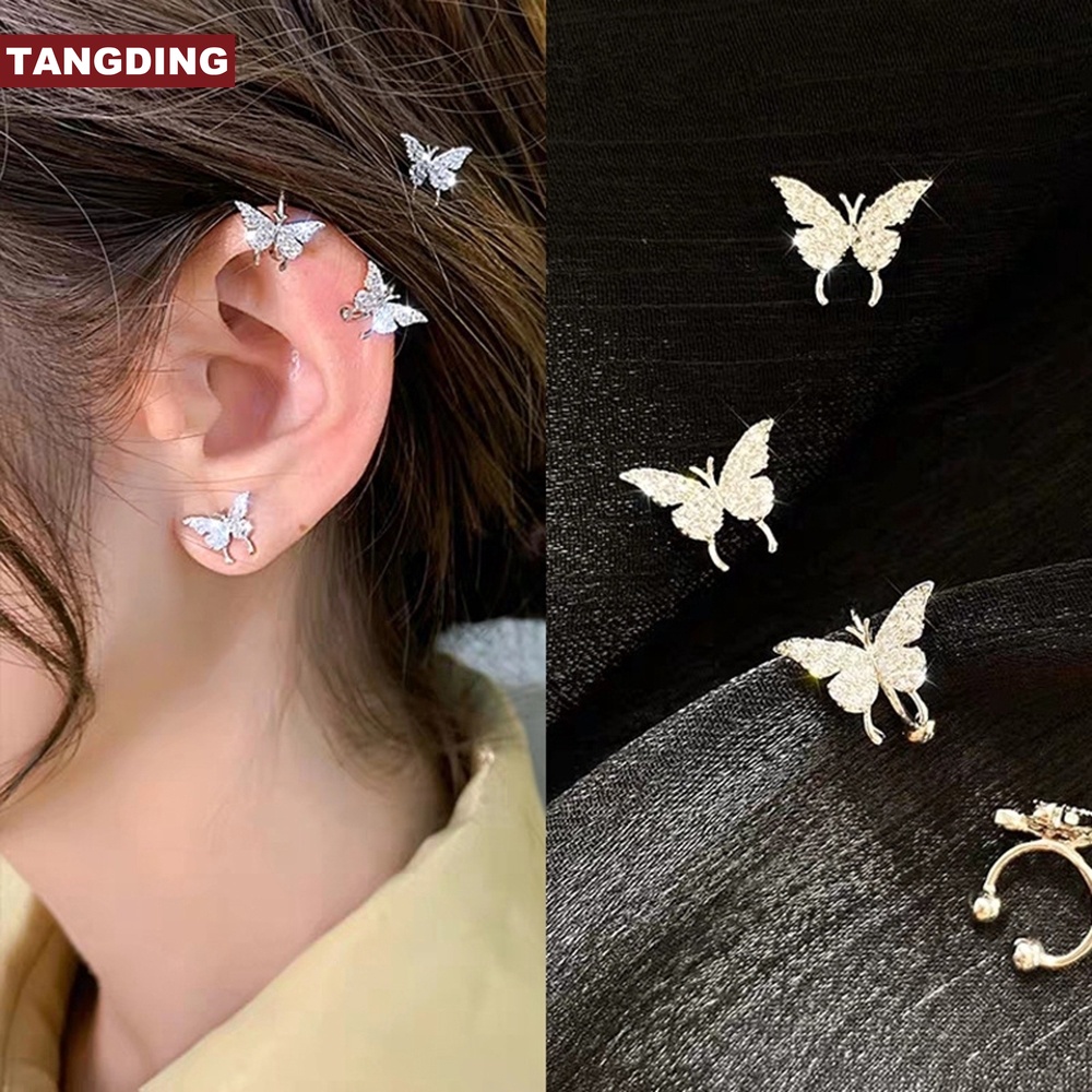 Anting Klip Bentuk Butterfly Gaya Korea Untuk Wanita