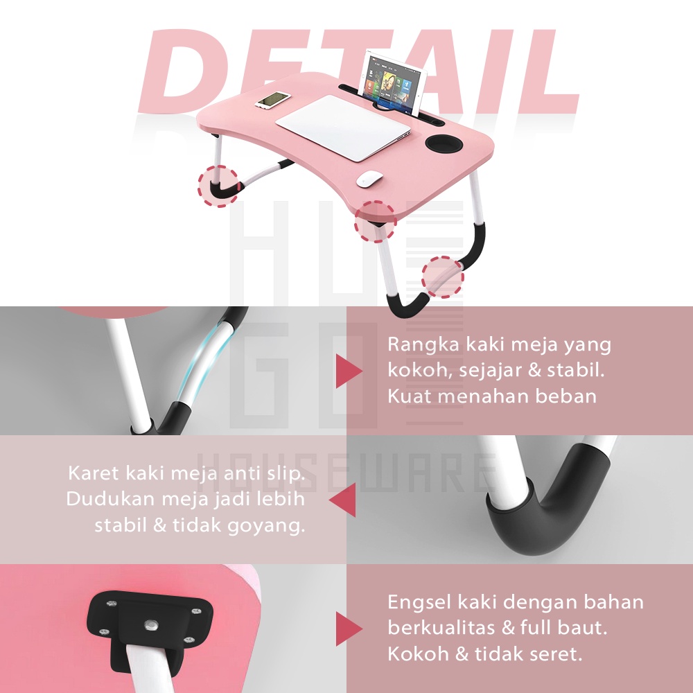 Meja Lipat Portable / Meja Laptop / Meja Belajar Anak HUGO