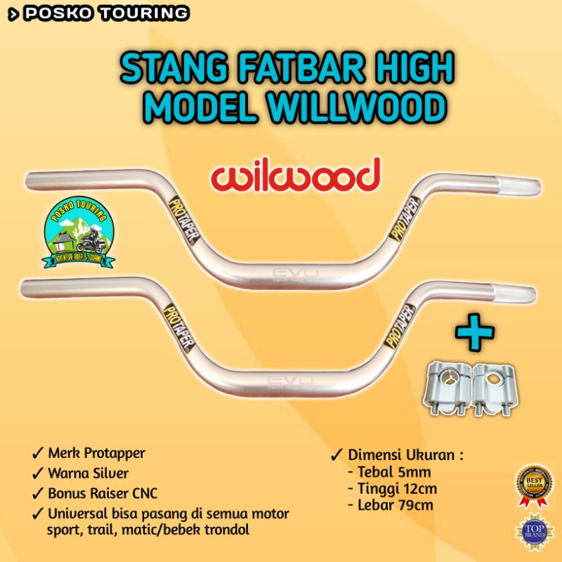 Stang Fatbar Tinggi Model Willwood Stang Fatbar Touring HITAM