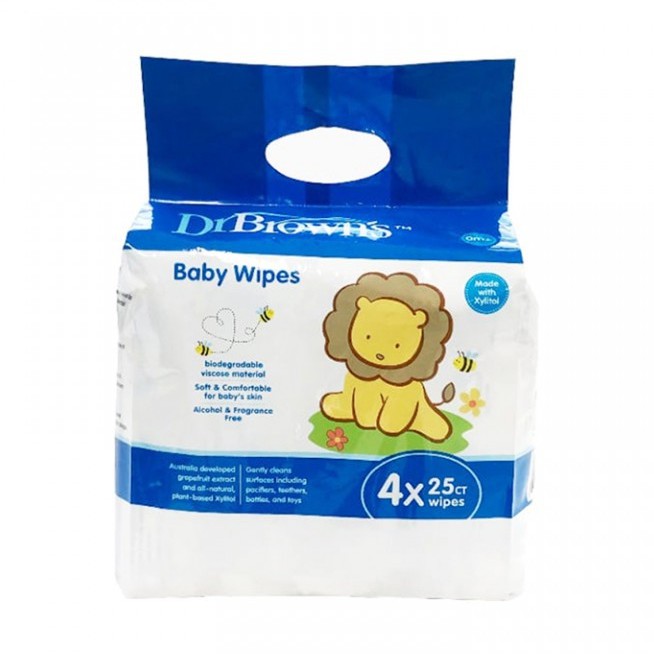 Dr. Brown's Baby Wipes Tissue Basah Bayi 25 Sheets 4 Packs