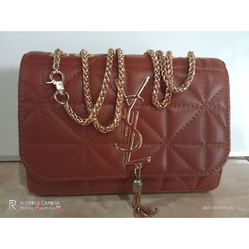 (PRELOVED) TAS YSL BROWN TALI RANTAI