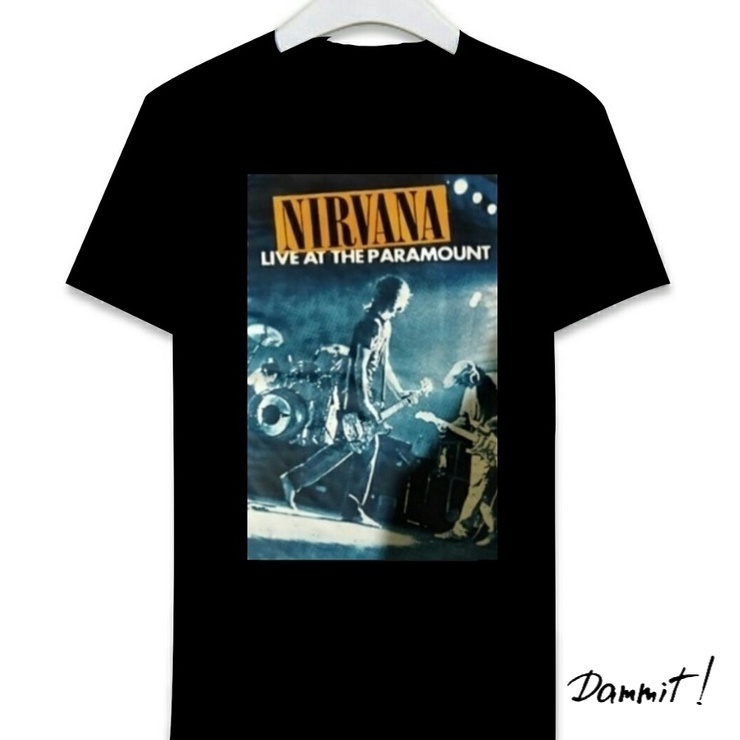 KAOS BAND NIRVANA LIVE AT PARAMOUNT - KAOS BAND PREMIUM - HITAM - S, M, L, XL, XXL.
