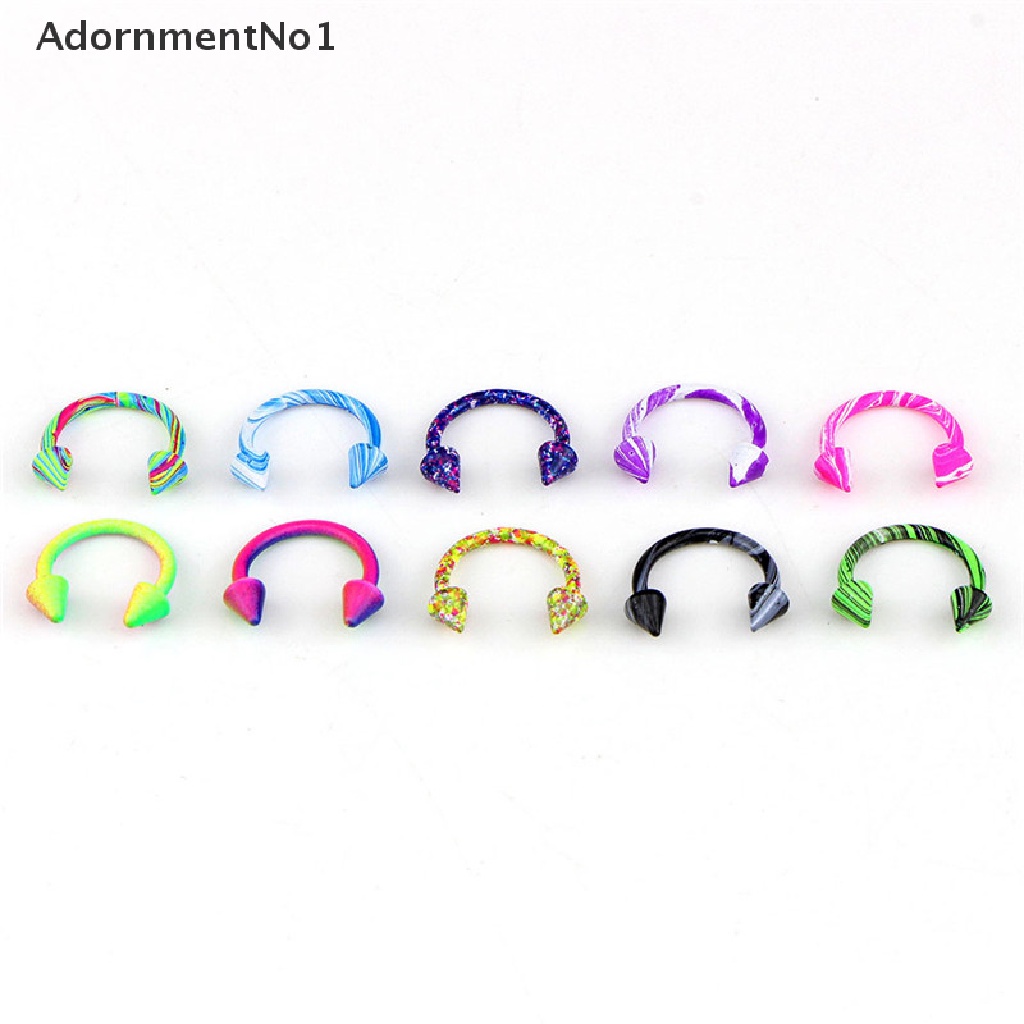 (AdornmentNo1) 10pcs Anting Tindik Hidung / Bibir / Telinga Bentuk Tapal Kuda Bahan Stainless Steel Untuk Wanita