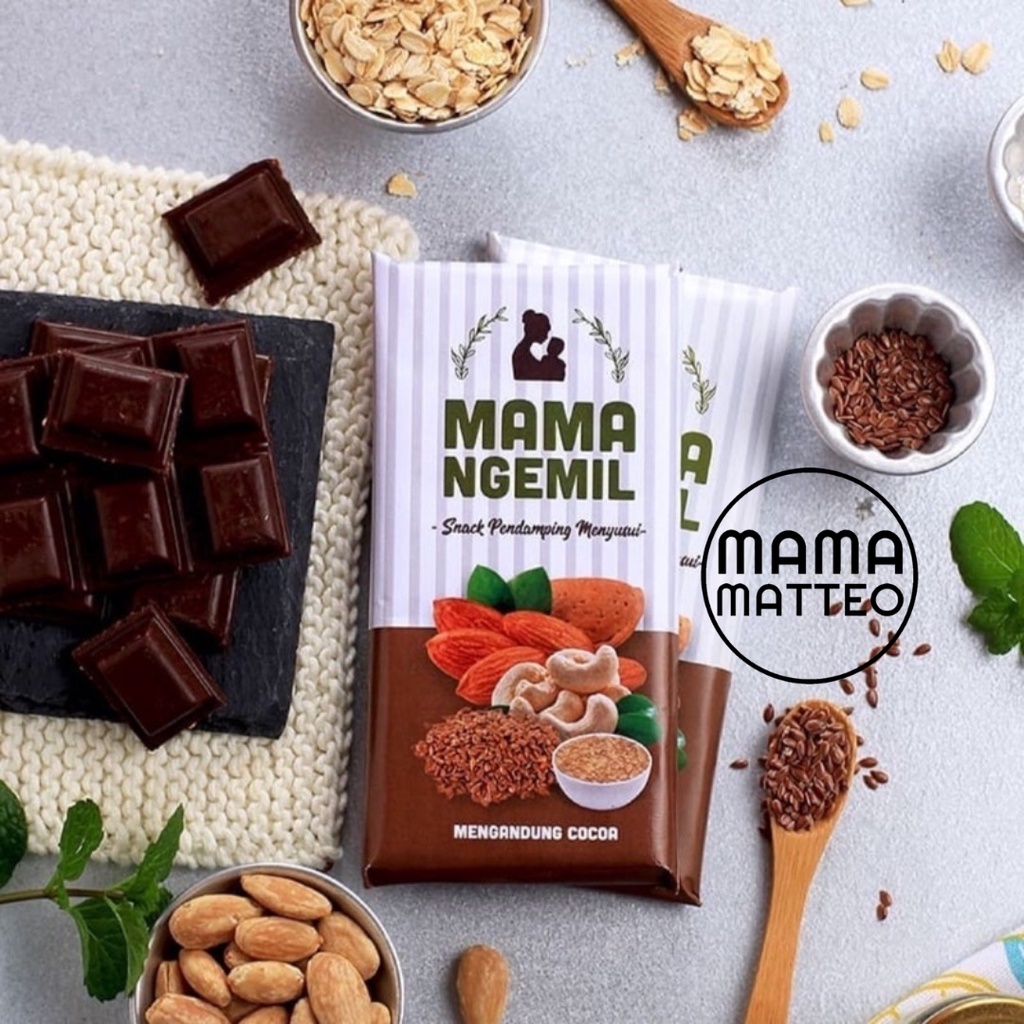 MAMA NGEMIL Choco Bar 75gr dan Mamila Granole Bar 37gr / Low Calorie / ASI Booster Bebas Pahit / Pelancar ASI / Coklat ASI Booster / BANDUNG