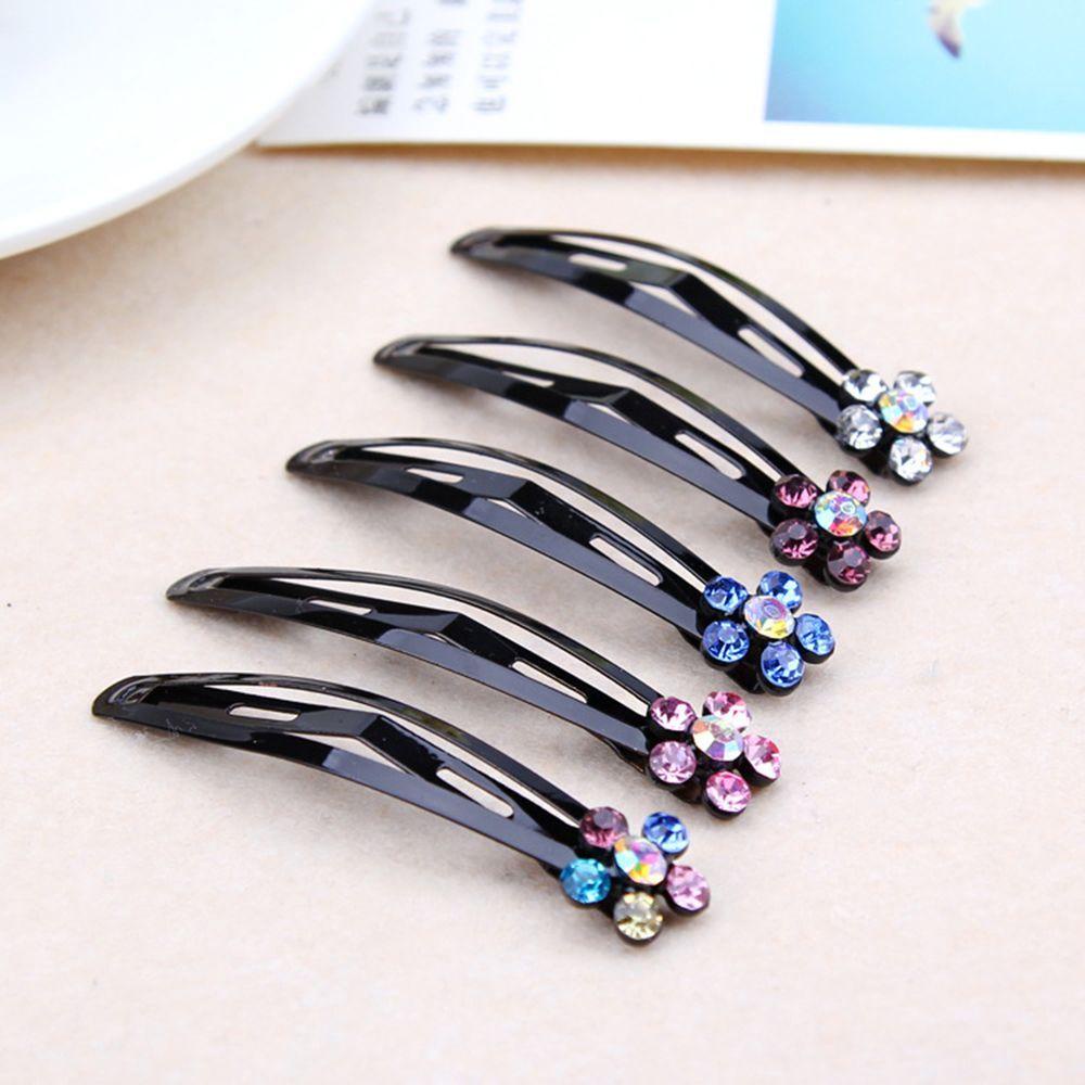 Aksesoris Rambut 12Pcs /set Logam Hitam Klip Rambut Hairgrips Berlian Imitasi Kristal Jepit