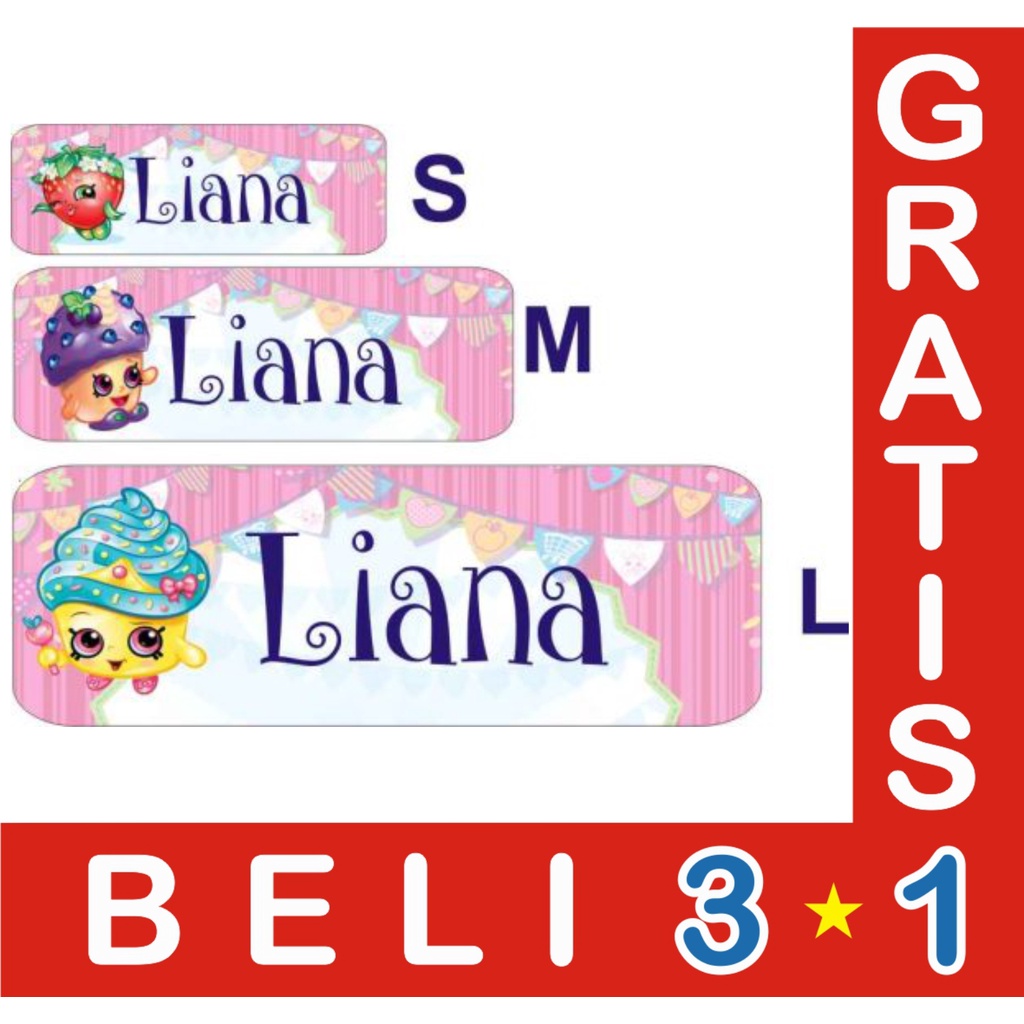 

STIKER LABEL NAMA WATERPROOF BASIC SHOPKIN 1