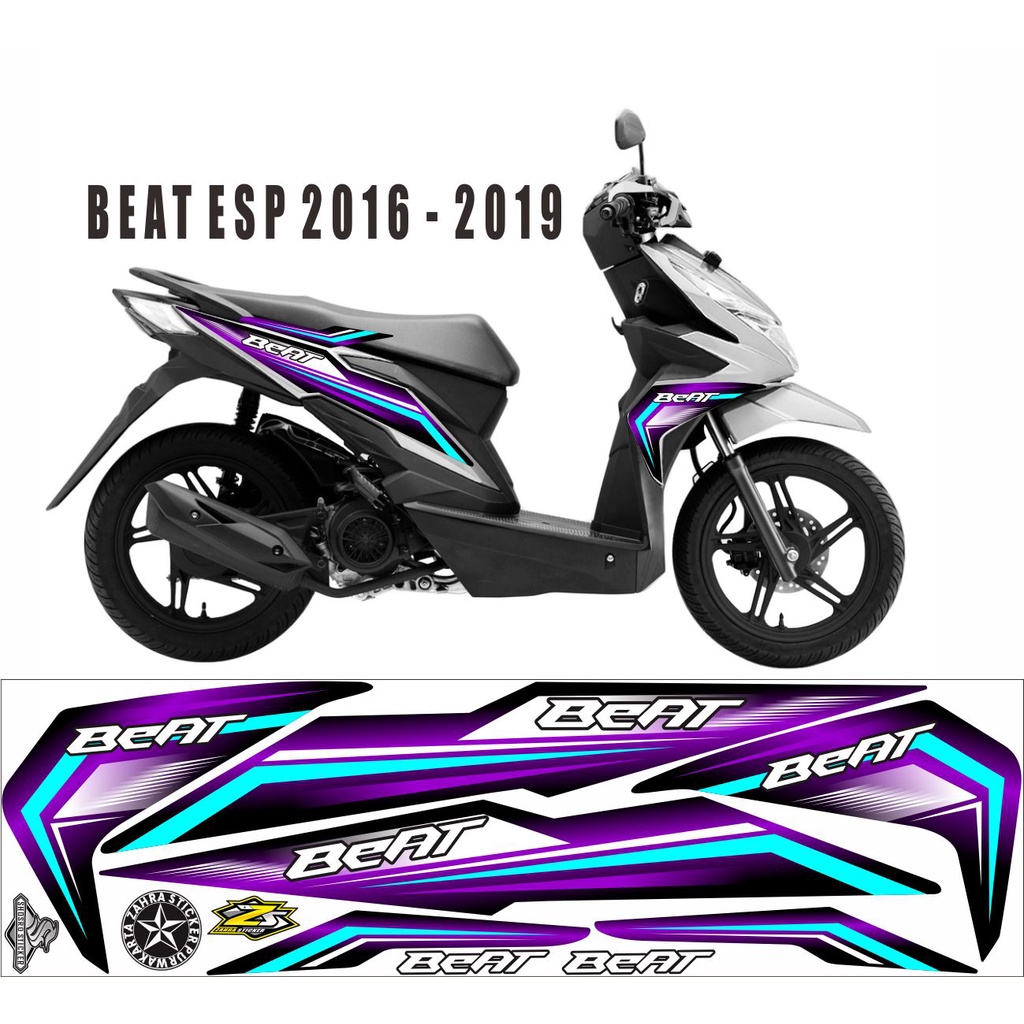 STIKER STRIPING MOTOR HONDA BEAT STRET/BEAT ESP VARIASI TERBARU SIMPLE MOTIF UNGU VARIASI BIRU LIST 
