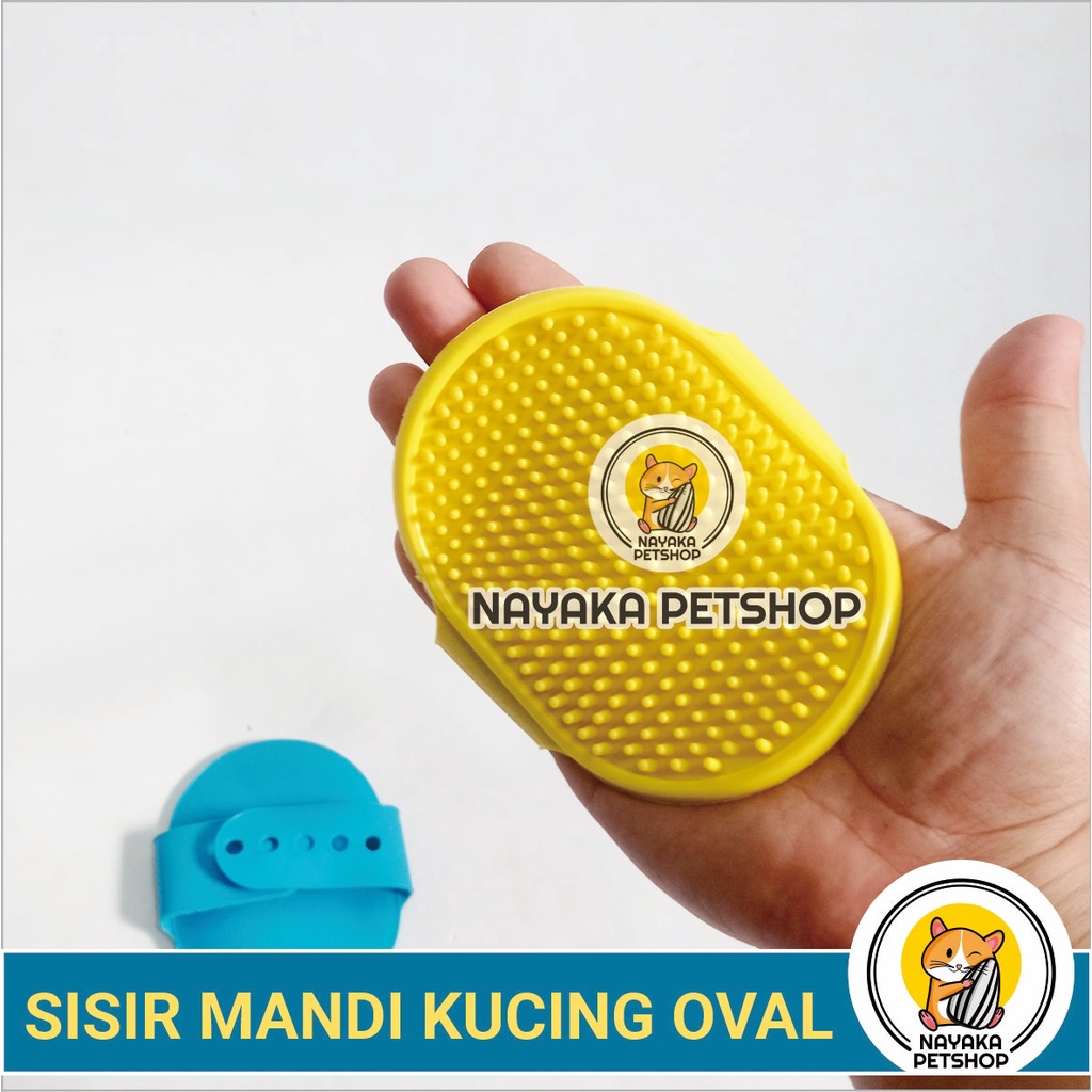 Sisir Mandi Kucing Oval Keramas Grooming Sikat Karet Bulu Anjing Musang Kelinci