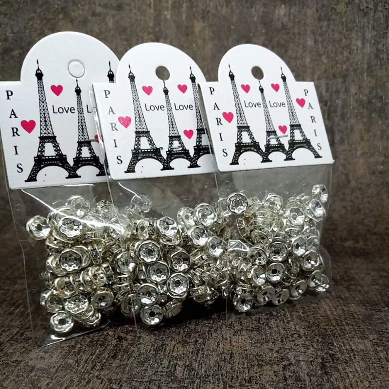 Ring Pembatas Kristal Stoper Rondele 8Mm Rhinestones