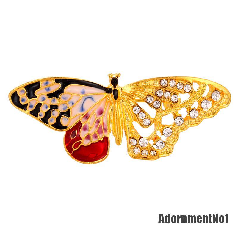 (Adornmentno1) Bros / Pin Butterfly Enamel Hias Kristal Berlian Imitasi Untuk Wanita