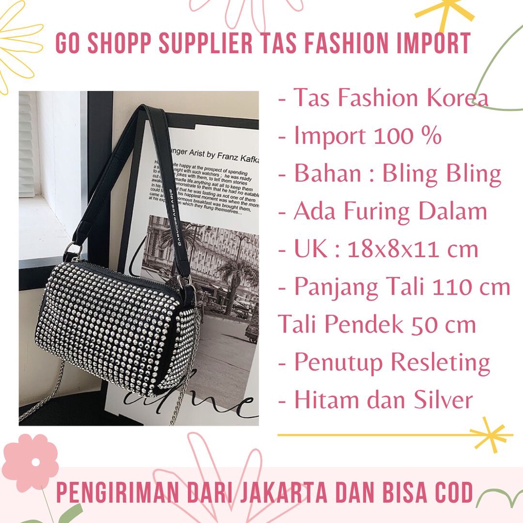 Tas Selempang Wanita Manik Bling Bling Import - Tas Bahu Slempang Wanita Fashion Korea - Tas Pesta Wanita Terbaru Import Kekinian [SL83]