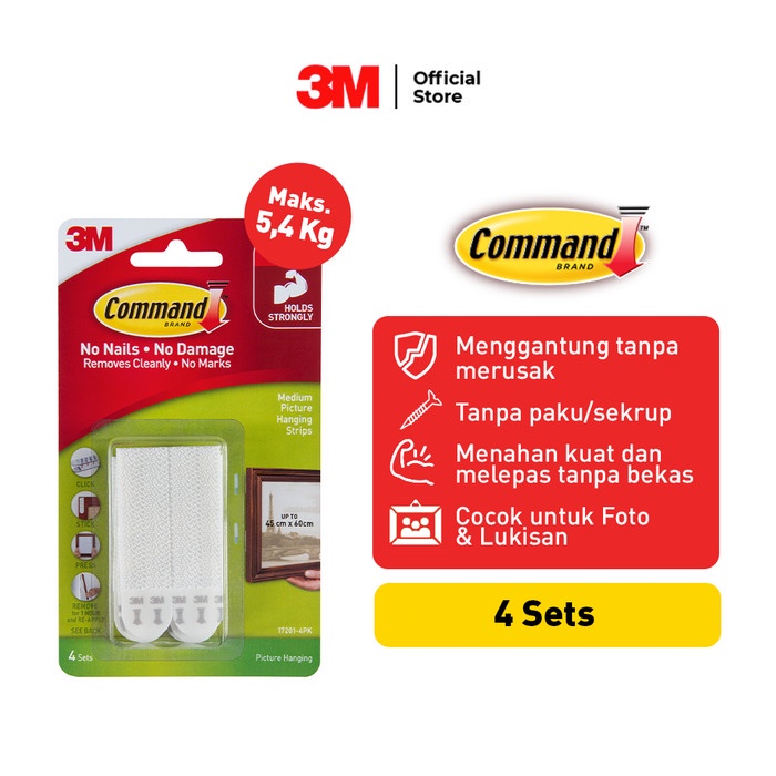 

(BISA COD) Command 3M Gantungan Lukisan/Foto Medium Picture Hanging Strips 17201