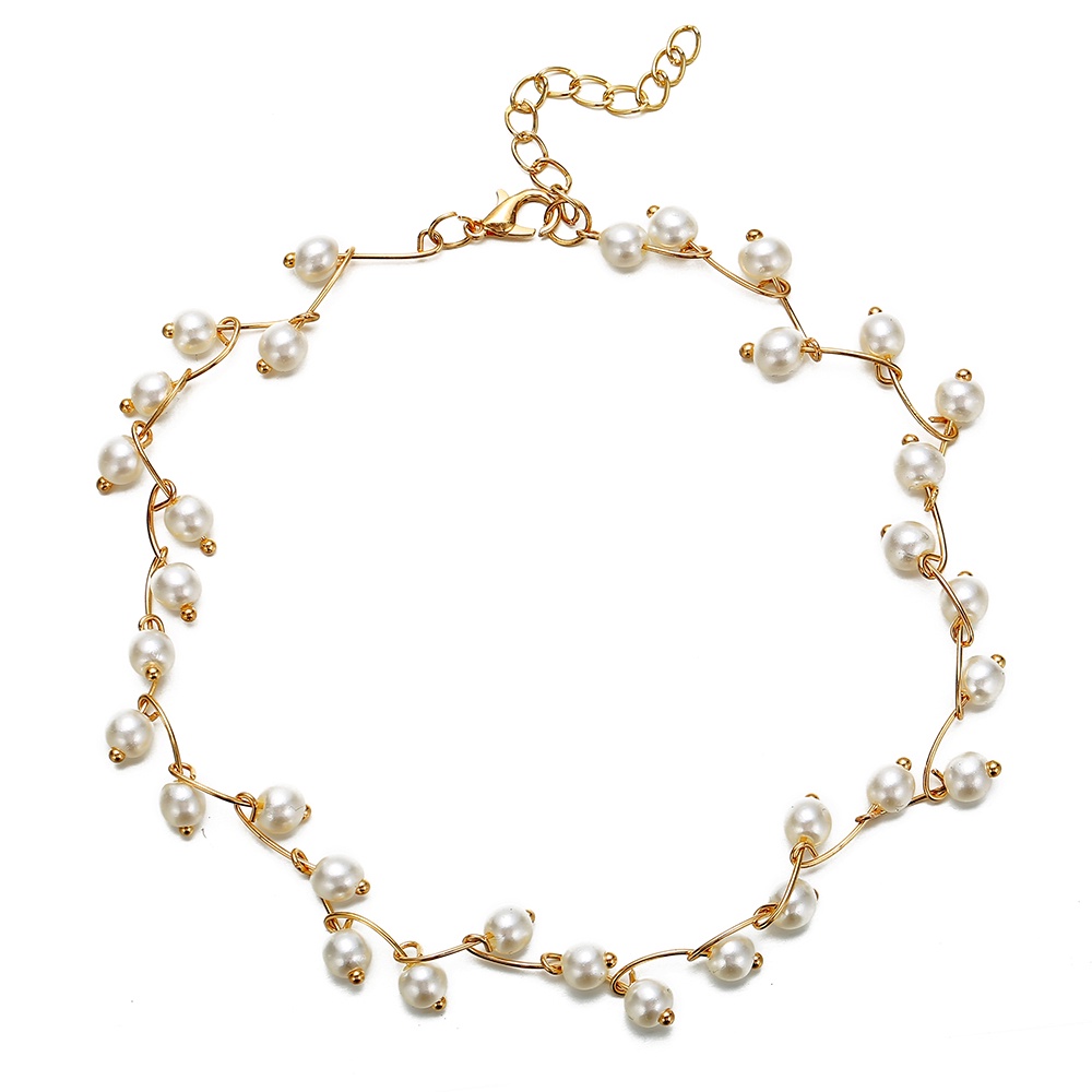 YEEZII Elegant Retro Pearl Chain Necklace Korean Fashion Gold Chain Necklace for Women Accessories Jewelry Gift