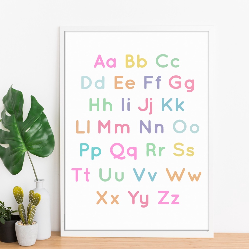 Hiasan Dinding Kamar Anak Huruf Abjad Alfabet Alphabet Huruf Besar Kecil Minimalis