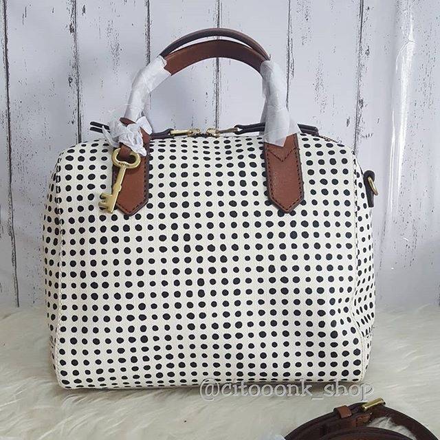 Fossil Fiona Satchel Polka White