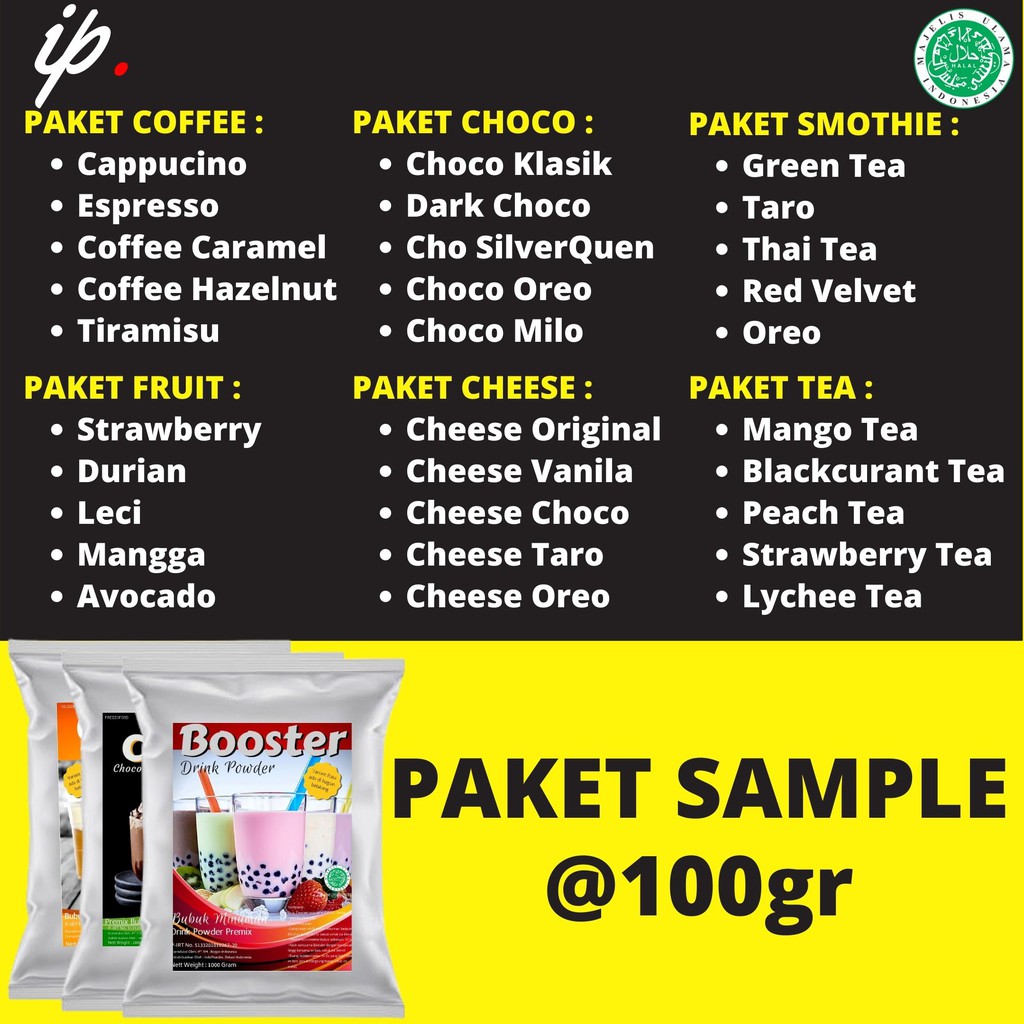 PAKET SAMPLE Best 5 Varian CHOCOLATE,  Harga adalah 1 Paket berisi 5 Variant