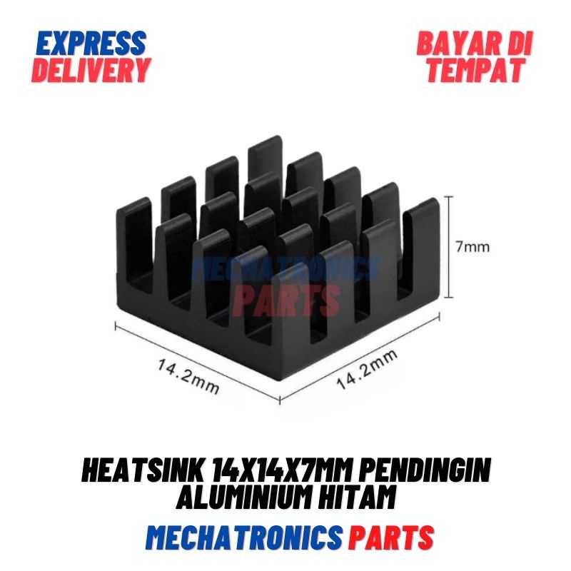 Heatsink 14x14x7mm Pendingin Aluminium Hitam