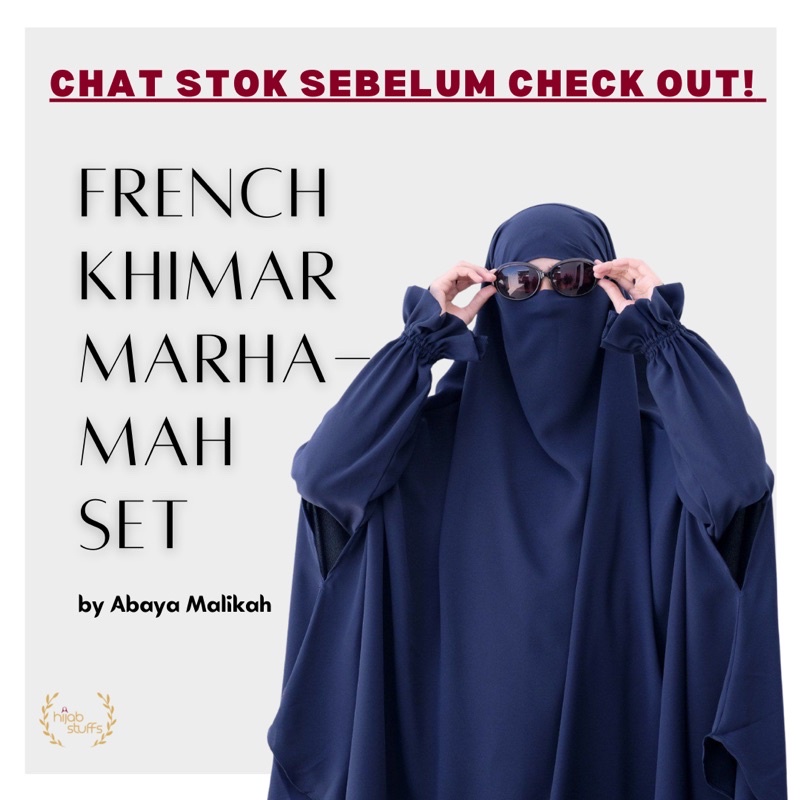 FRENCH KHIMAR SET MARHAMAH | ABAYA MALIKAH | HIJAB SYARI POLOS