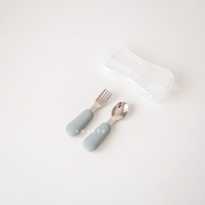 Little Sosete - Premium Cutlery Stainless Steel SET | 1 Set 2 PCS *peralatan makan bayi *bibs bayi *sendok garpu bayi *mangkok bayi *peralatan makan bayi *mpasi bayi-Ether