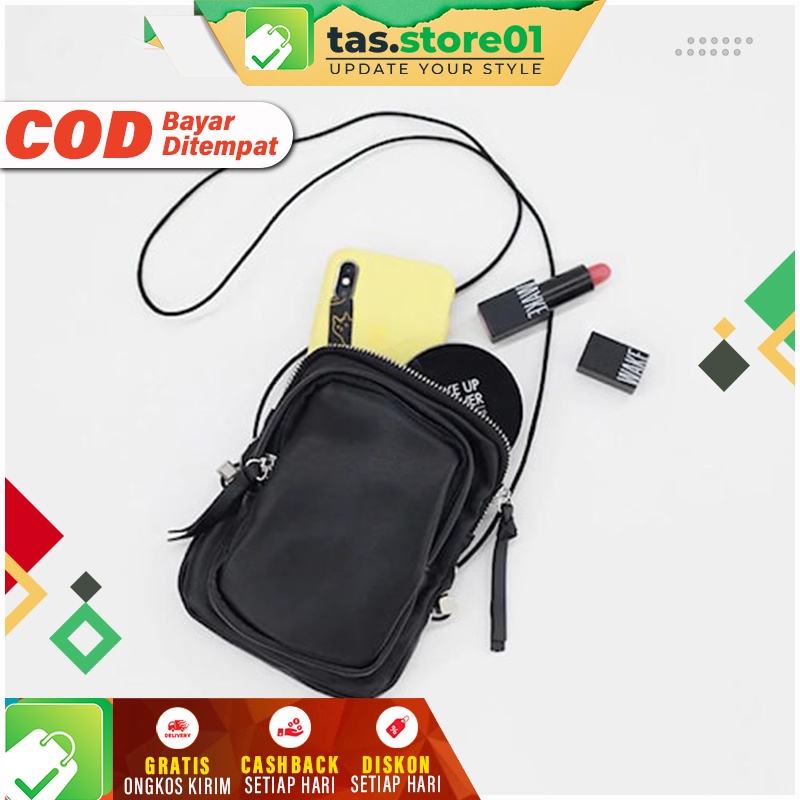 Tas Selempang Anjou Dompet Mini Tempat HP Wanita Tali Panjang Slempang Pocket Anak Remaja Perempuan 