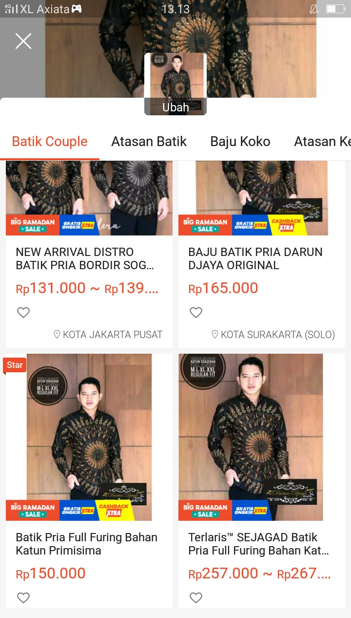 Gurdo Pari Kemeja Batik Pria Lengan Panjang Modern Ori Dasar Hitam Size M L Xl Xxl