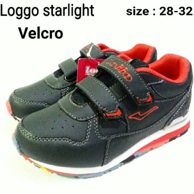 Sepatu sekolah anak black termurah loggo starlight velcro terbaru