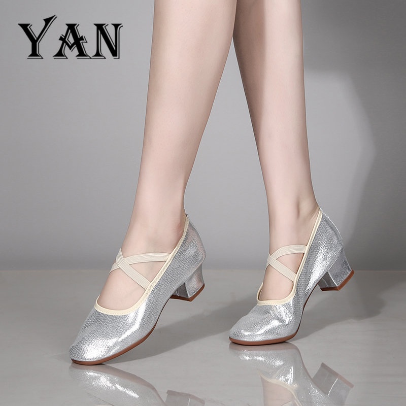 YAN Sepatu Dance Wanita Hak 4cm Sepatu Heels Sepatu Dansa Latin/ Line Dance Heels