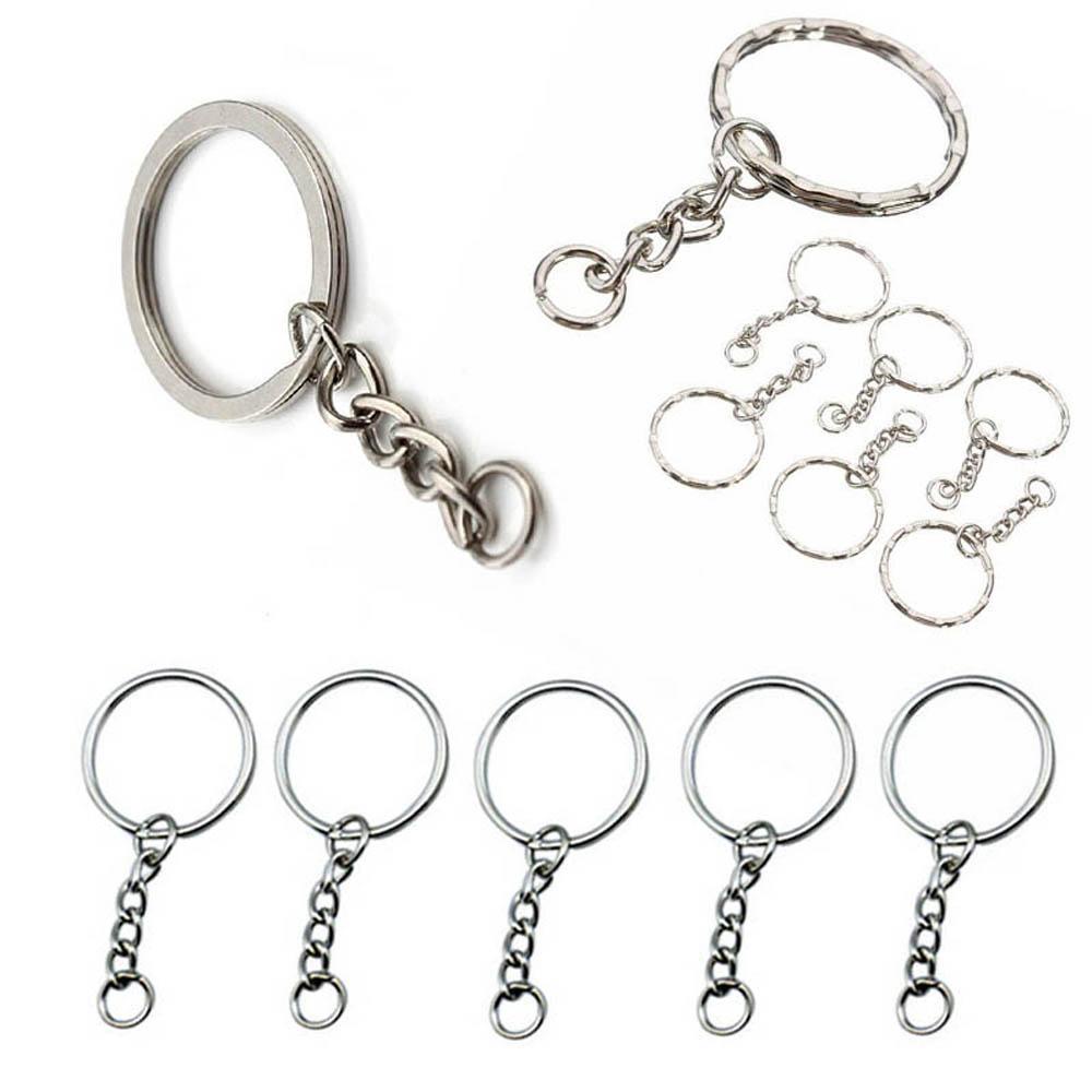 R-flower 25mm Keyring Metal Polished Silver Split Ring Kunci Fob