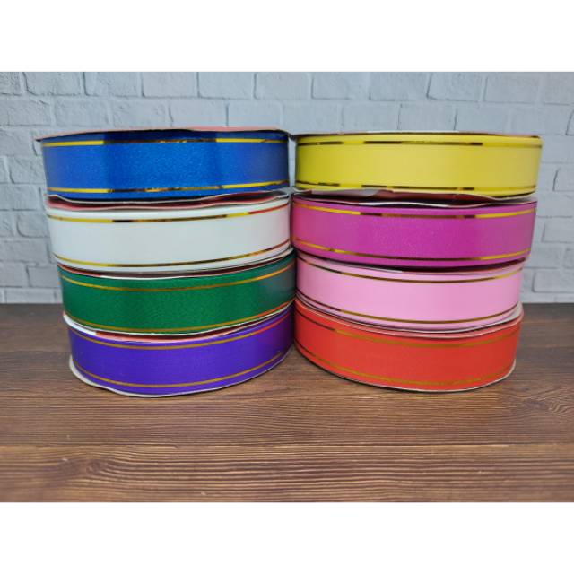 Pita kado pita plastik list gold 2cm