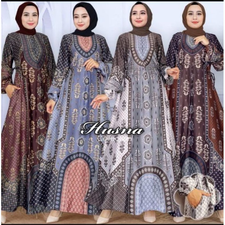 GAMIS JUMBO MOTIF HUSNA MODE MAXMARA LUX SIZE (M, XL, 4L, 6L) [BR]