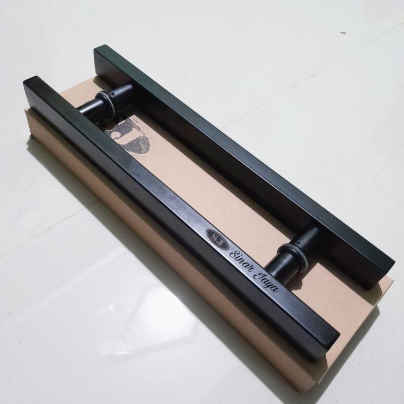 gagang pintu rumah baut tembus / tanam full hitam black panjang 60cm 45cm handle tarikan pegangan pintu minimalis mewah pegangan hendel pintu kuputarung mewah