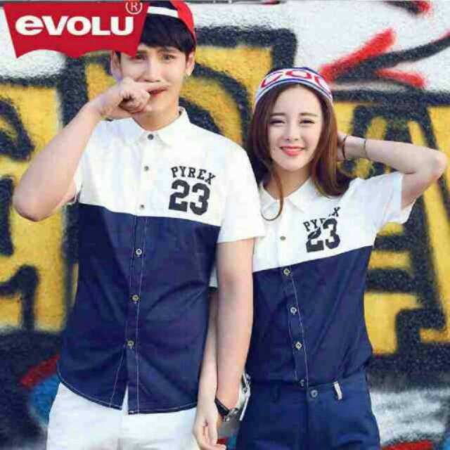 COUPLE KEMEJA PYREX 23 COWOK CEWEK (SEPASANG)