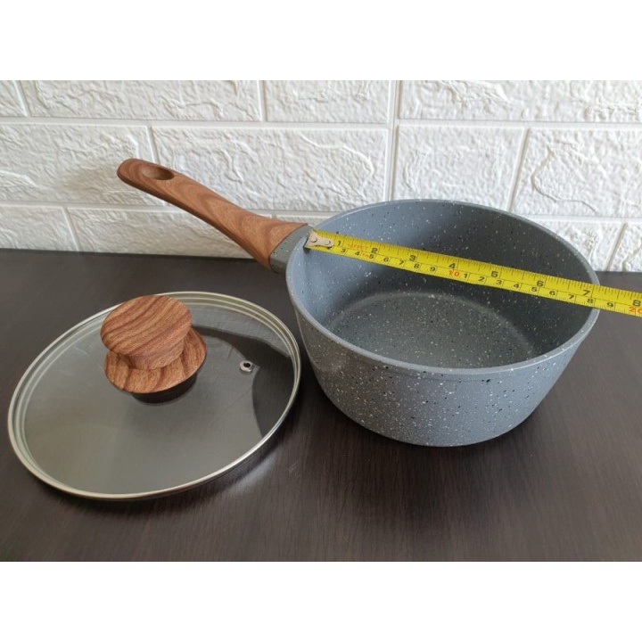 54 HONEY KITCHEN SN-018 Sauce Marble Pan 18cm LID Tutup Kaca Anti Lengket