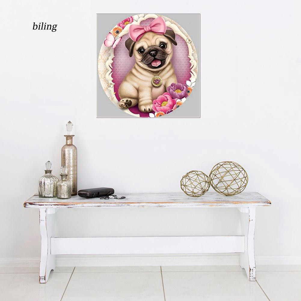 Diy Lukisan Diamond 5d Dengan Gambar Anjing Dan Bunga Untuk Hiasan