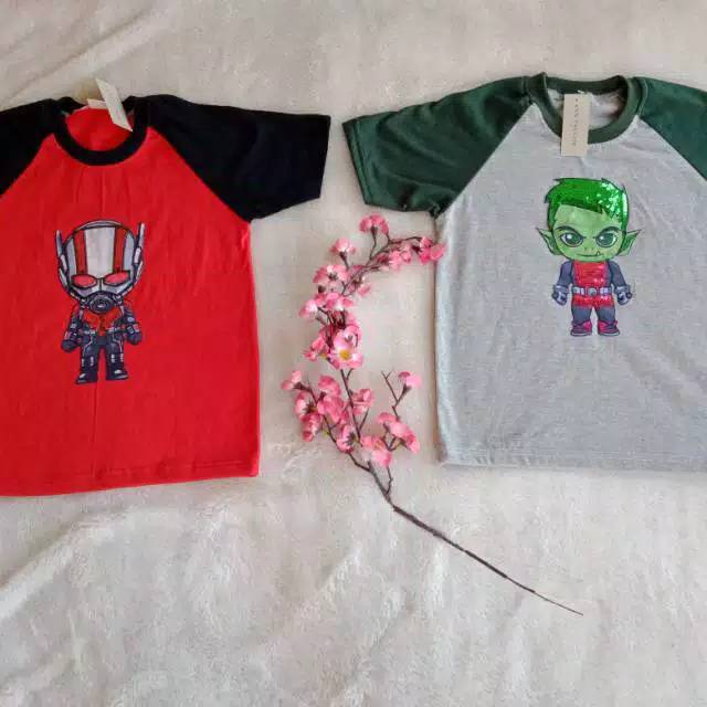 Kaos anak led musik 1-9 tahun raglan kombinasi 2 warna