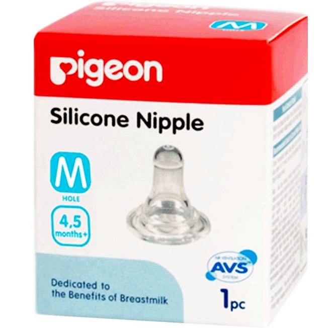 Botol Pigeon / Dot Peristaltic Standard Round Nipple Bayi Silicone Silikon S M L isi 1 pc SATUAN-Silicone M