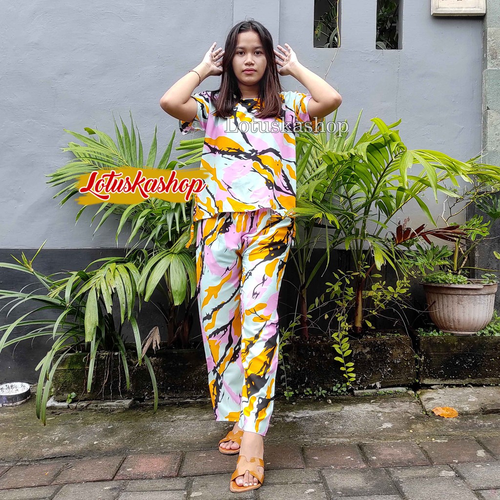Babydoll Setelan Panjang Cowton Kayu-Marmer Tosca