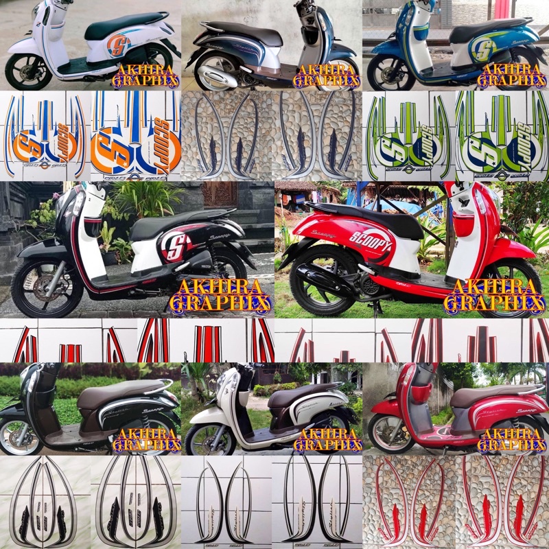 Stiker striping scoopy tahun 2015-2016 lis polet motor