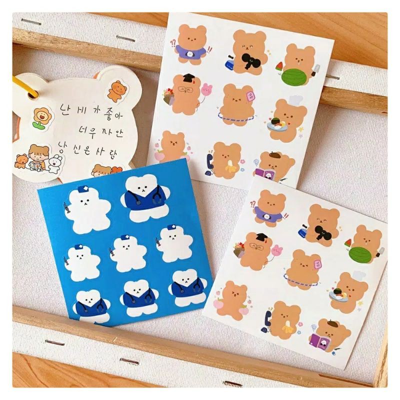 

1 LEMBAR STIKER KOREA TEMA BEAR BERUANG BUNGA MEDIS BIRU DAYS SEHARI-HARI LUCU MURAH BULLET JURNAL