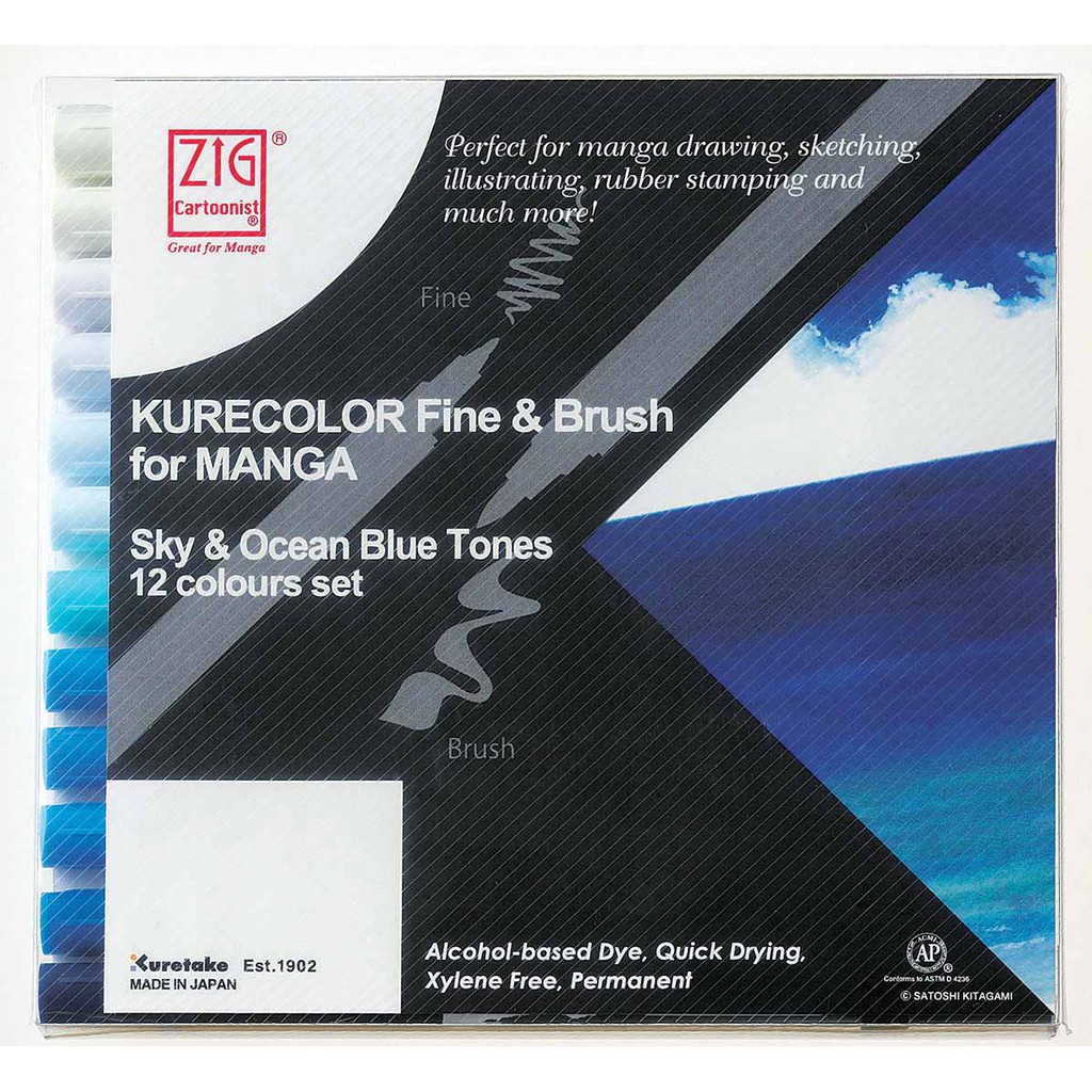 

ZIG KURECOLOR FINE & BRUSH FOR MANGA CNKC-2200/12VSO SET SKY & OCEAN BLUE TONES