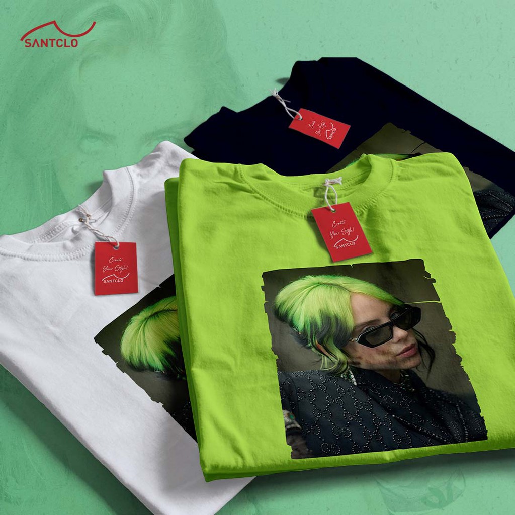 SANTCLO ™ | T-Shirt Billie Eilish 01 | Black / White / Green