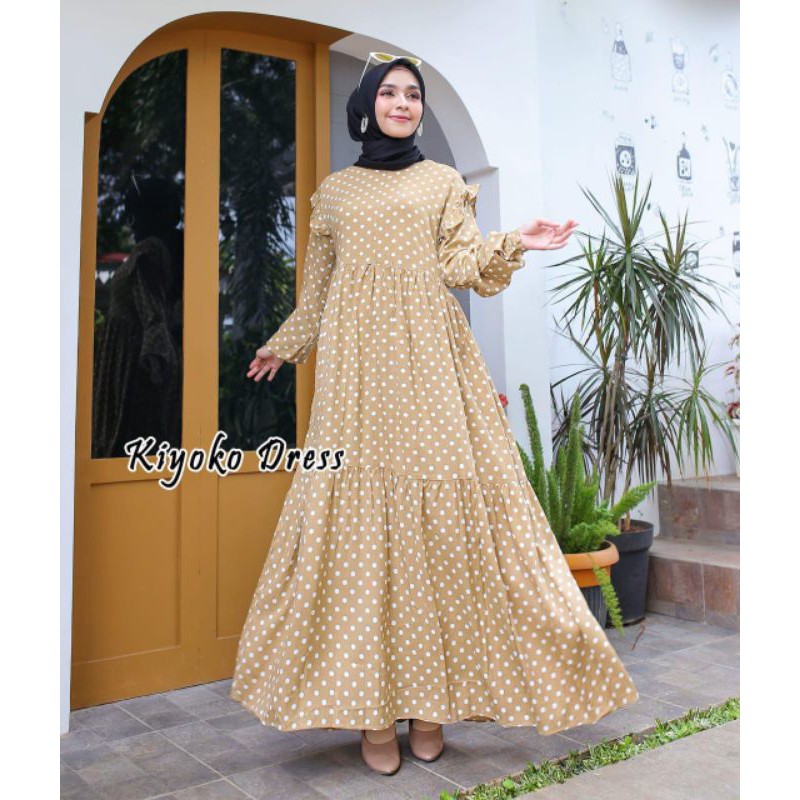 Humaira99 Gamis syari polkadot maxi busui wanita muslimah dress Kiyoko