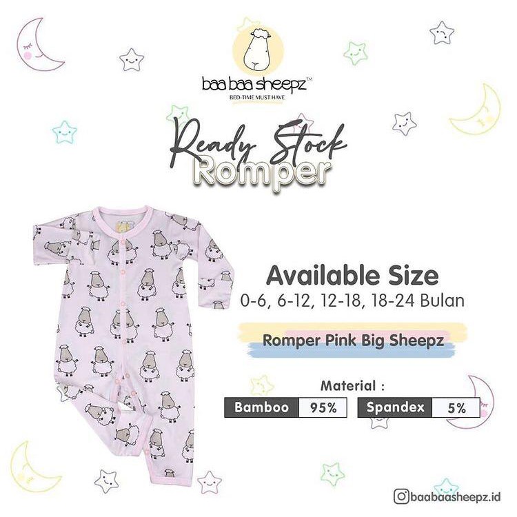 BBS Bamboo Romper Big Sheepz Pink