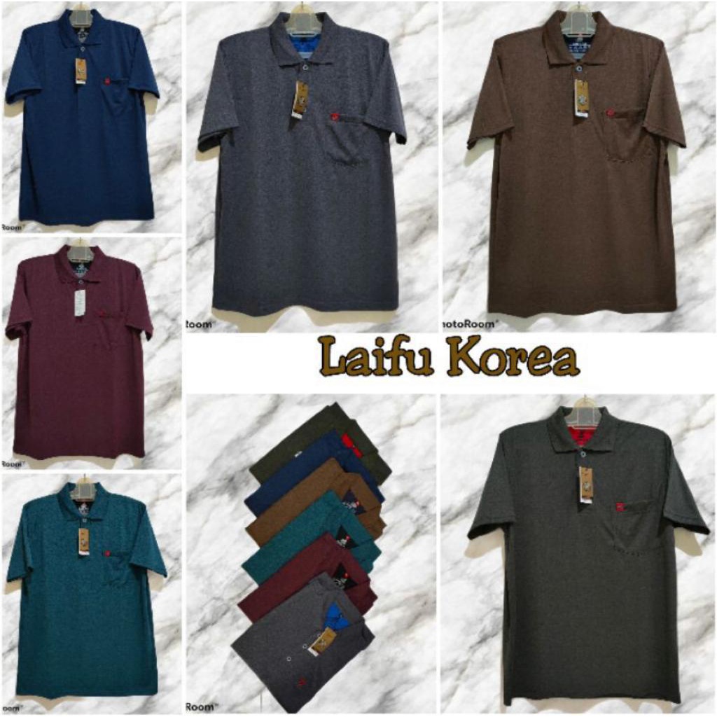 Noveli wear - Kaos polo shirt saku kerah wangki pria dewasa bahan korea licin lengan pendek