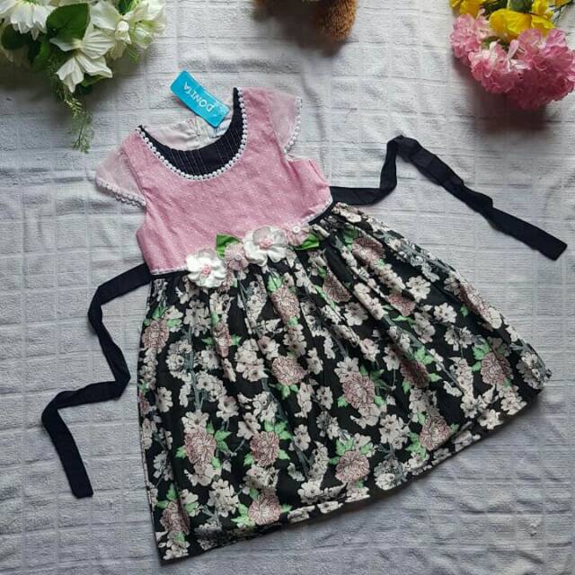 Dress baju pesta anak tile mewah donita