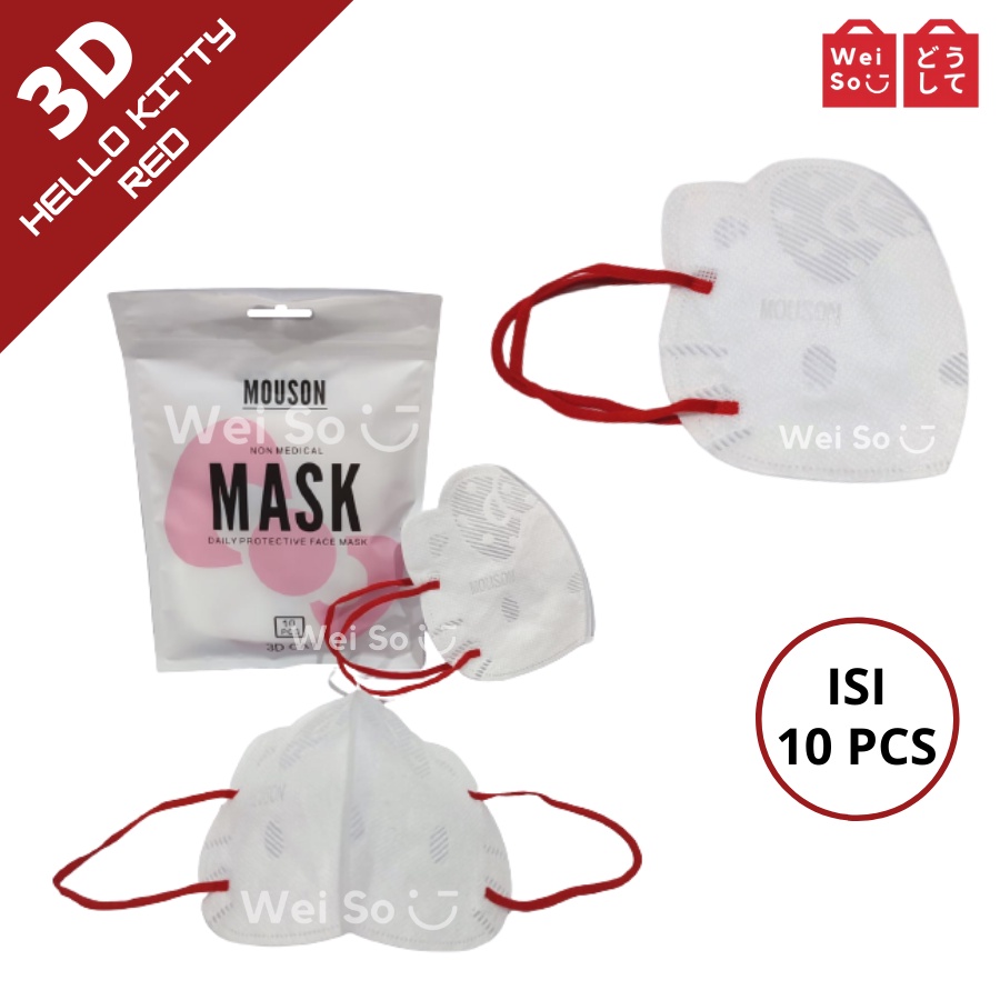 Duckbill Mouson 3D Cat Hello Kitty Mask 3Ply Masker 1Pack isi 10Pcs
