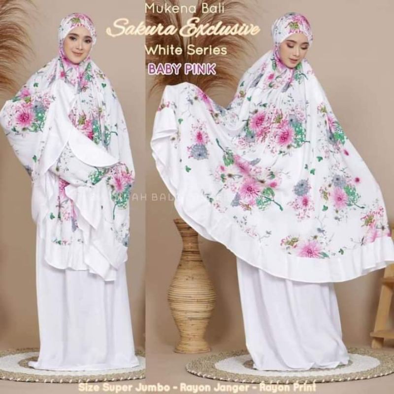 MUKENA BALI SAKURA EXCLUSIVE WHITE SERIES BY INDAH BALI COLLECTION